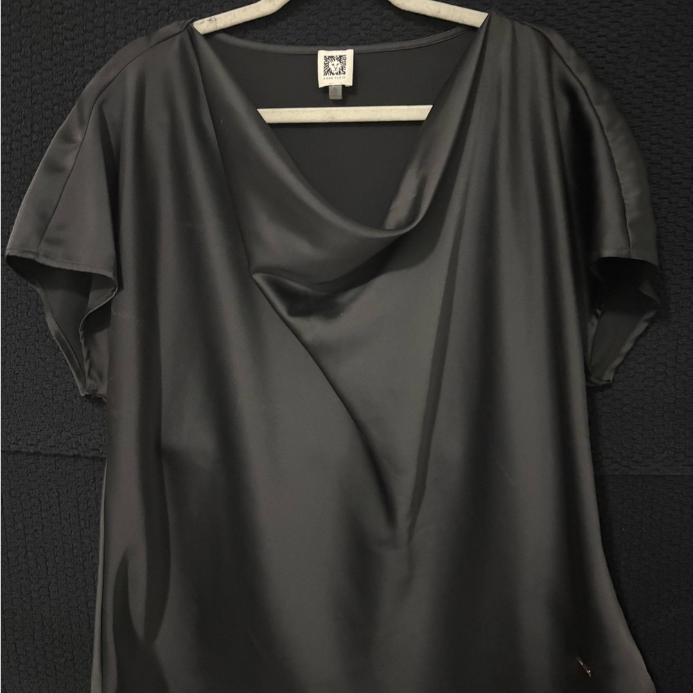 Anne Klein Black Satin Blouse